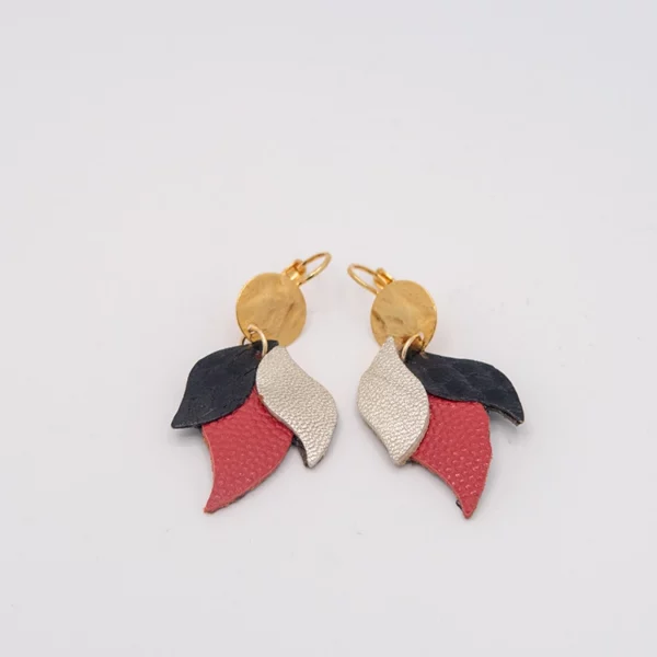 Boucles d’oreilles CANOPÉE rouge, doré & noir