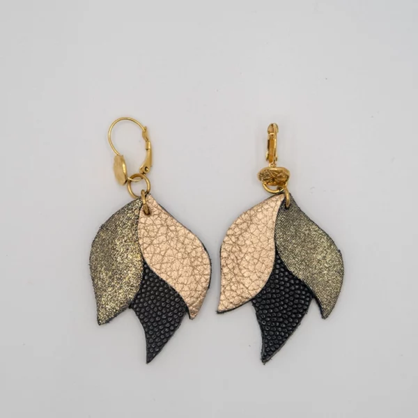 Boucles d'oreilles CANOPÉE XL noir & doré